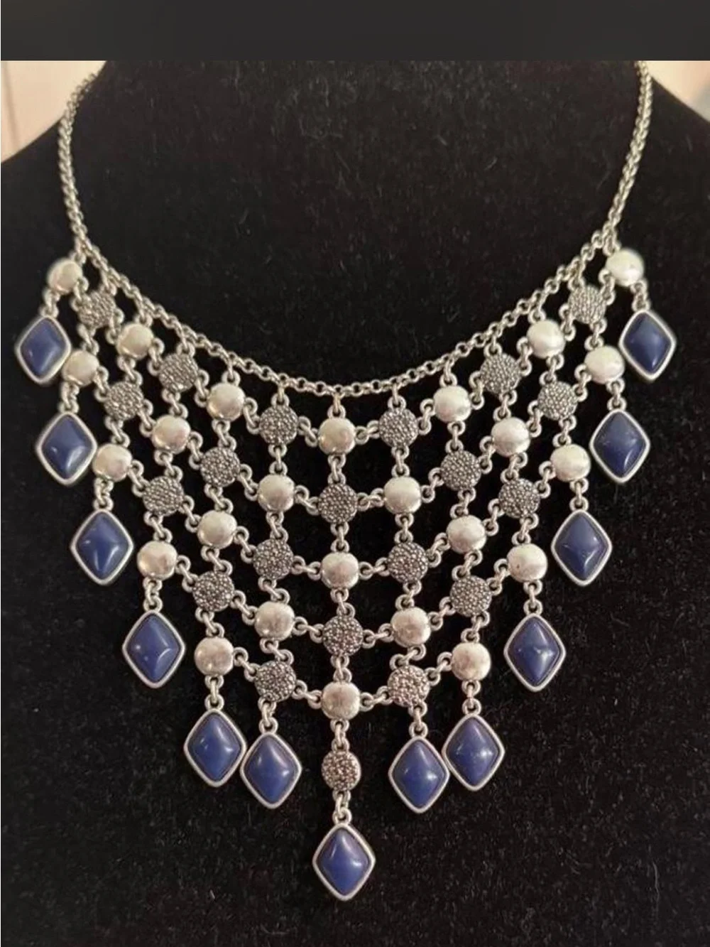 Lucky Brand Silver-Tone Necklace with Navy Blue Stones - Women Jewelry